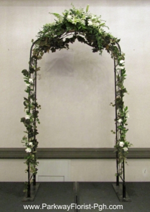 Black Arch Indoors White Flowers